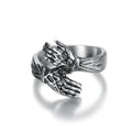 Customizable Oversized Hands Around Stainless Steel Men's Ring Gothic Punk Men's Stainless Steel Ring
