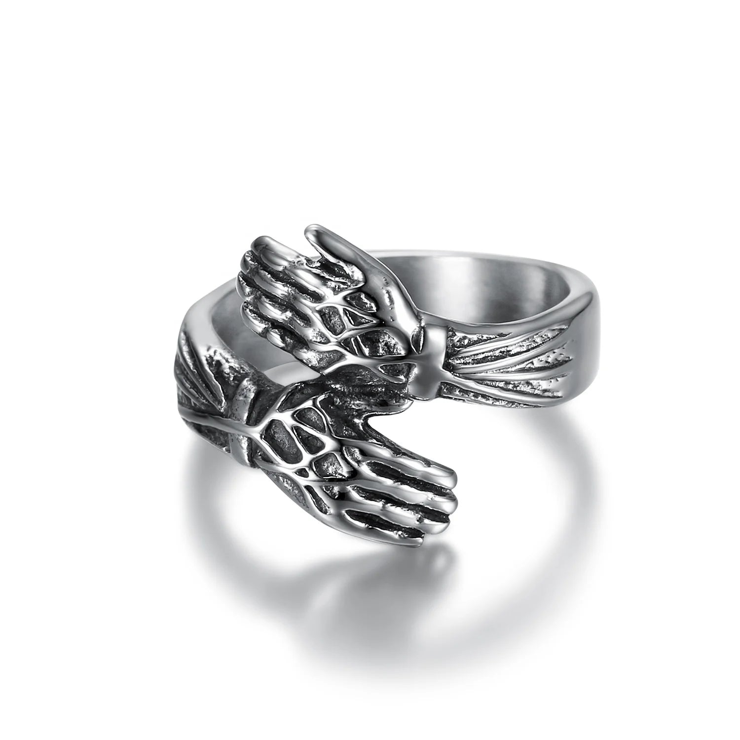 Customizable Oversized Hands Around Stainless Steel Men's Ring Gothic Punk Men's Stainless Steel Ring