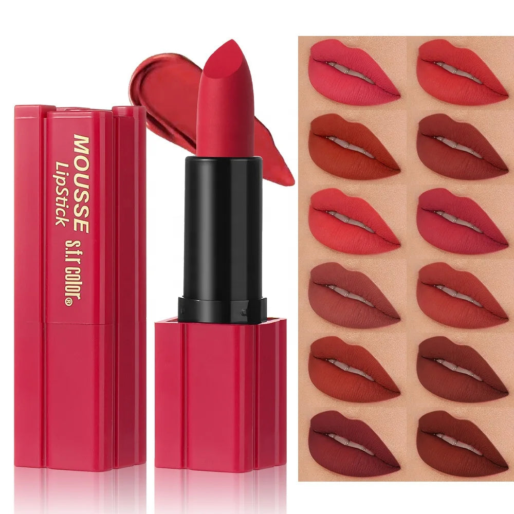 Wholesale Luxury High Pigment Matte Lipstick Fashion Non-Stick Cup with Waterproof and Long-Lasting Velvet Lipstick
