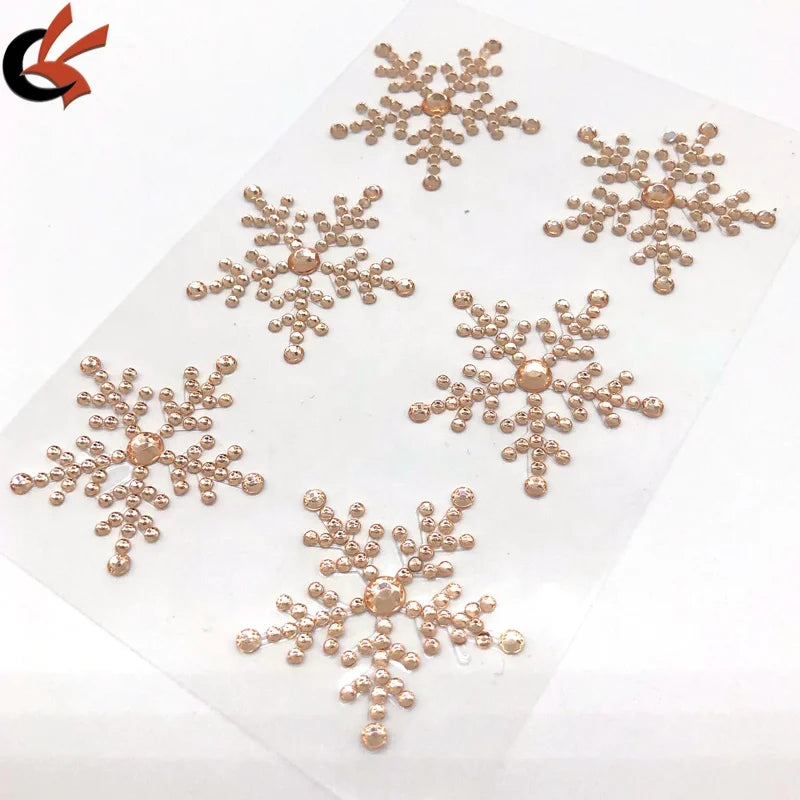 Sparkling Snowflake Christmas Card Craft Kids Self-Adhesive Rhinestone Stickers Festive Decorations