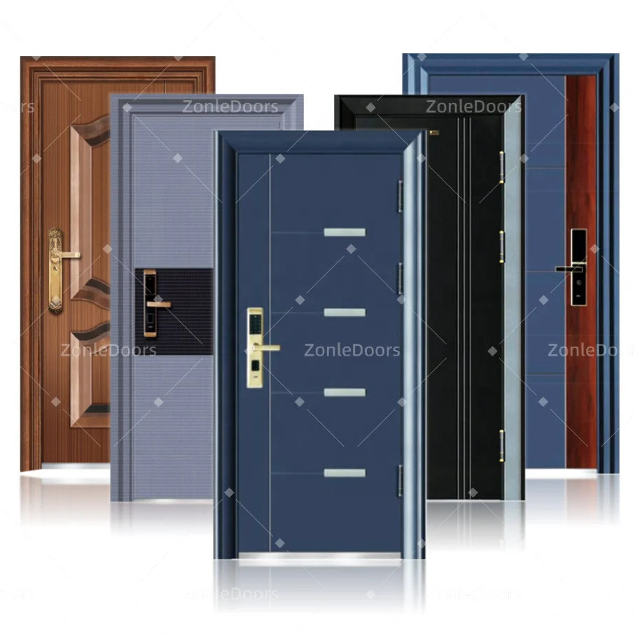2024 New Modern Italy Design Hot Sale Metal Other Front Entry Door Cheap Price Exterior Steel Security Doors for Houses