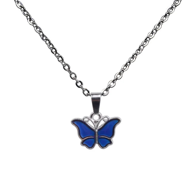 New Design Cute Little butterfly Stainless Steel Change Color Necklace Mood Thermochromic Butterfly Necklace