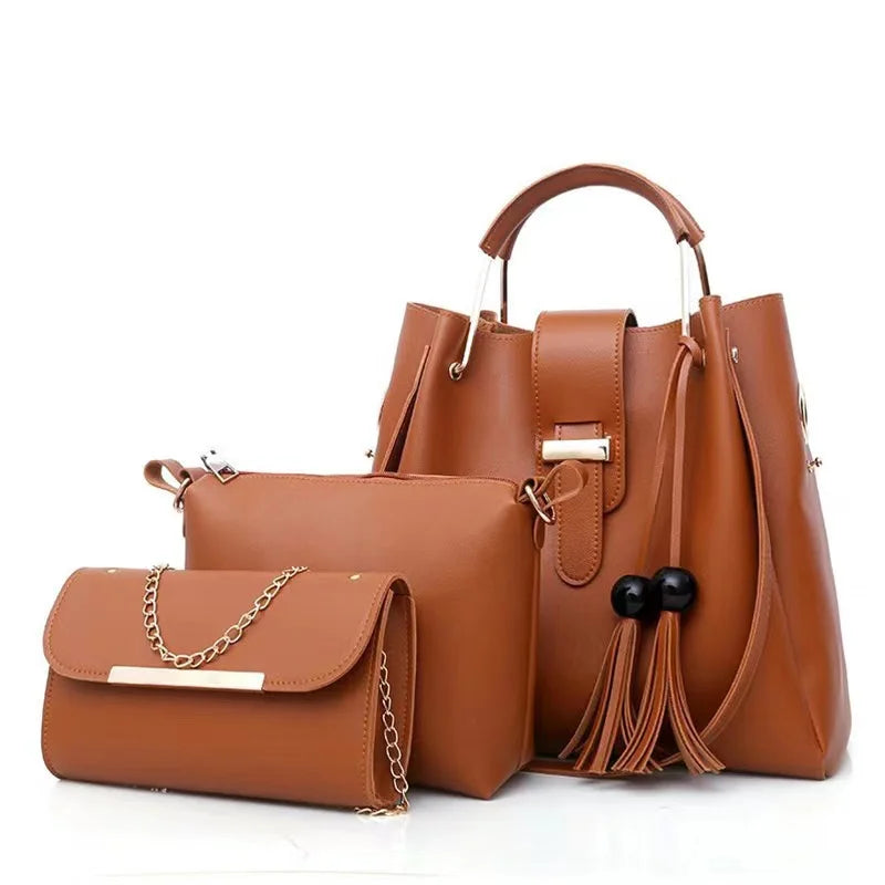 2026 Oem Big White Designer Quality Ladies Luxury Hand Bag Pu Leather Women Full Set