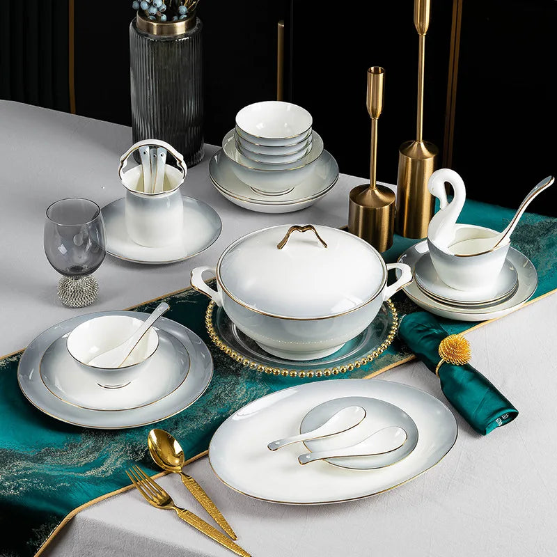 Premium Ceramic Dinnerware Set Classic Design Butterfly Pattern Food Safe Home Use Wholesale Combo
