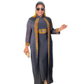 Classic Kaftan Dresses Dubai a Two-piece Set Latest African Dress Styles Luxurious Rhine Stone Decoration African Party Dress