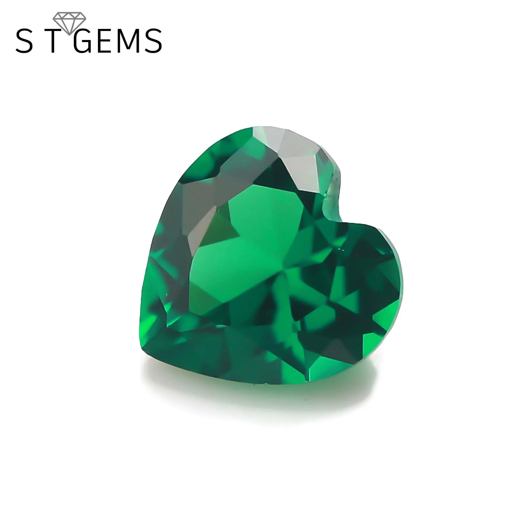 113# Green Nano Loose Stone Synthetic Emerald Heart Cut Nano Stone for Jewelry