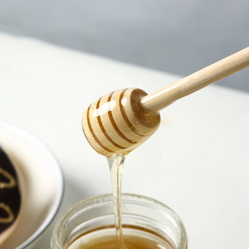 Hot Sell Custom Logo Olive Wood Beech Wooden Am Jar Honey Spoon Honey Dipper Honey Sticks