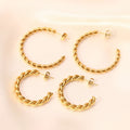 30mm Hoop Stud Earring Women Fashion Stainless Steel 18K Gold Plated Thick Braided Rope Chain Twist Geometric Hoop Earrings