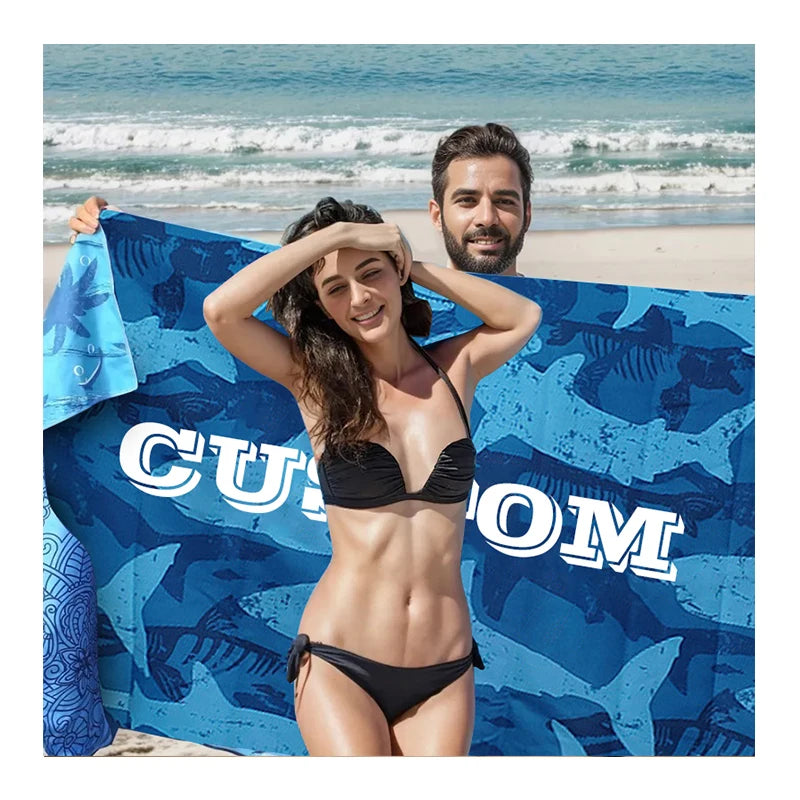 Wholesale 70*140 Quick Dry Sand-Free Microfiber Beach Towel Custom Logo Printed Sports Digital Sublimation Bath Towel for Summer