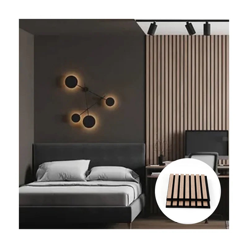Modern Soundproofing Sound Absorbing Acoustic Panels Wooden Slat MDF & Polyester 22mm Thick for Home Office