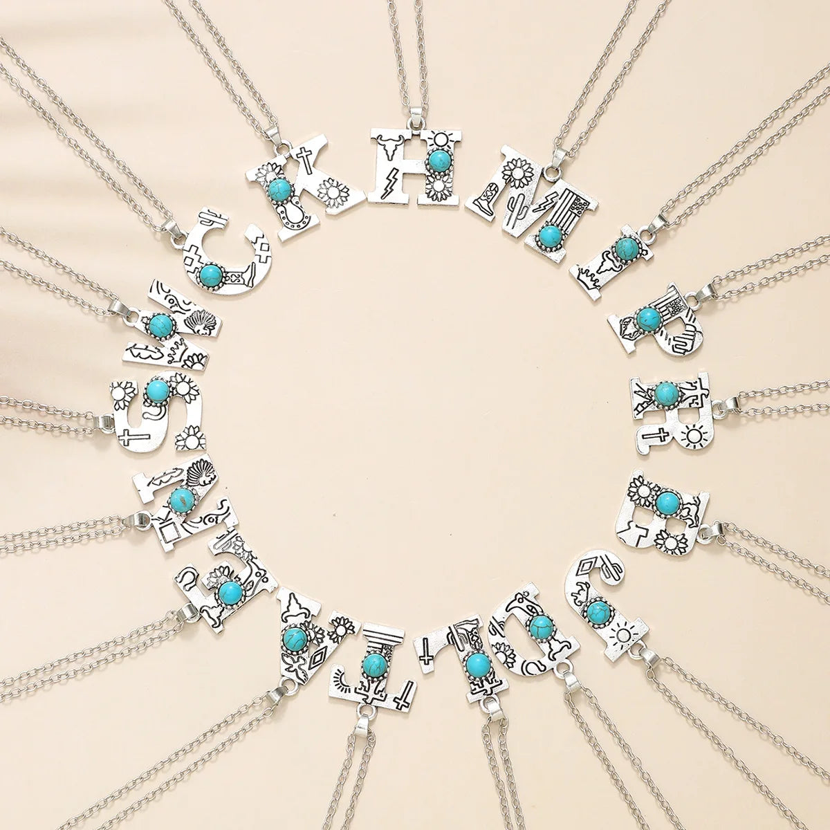 2023 Newest Western Cowboy 26 A-Z Letters Necklace for Woman