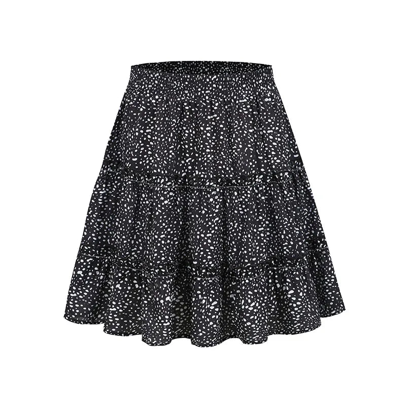Wholesale Fashion New Casual Print Ruffled High Waist Mini Skirts for Women