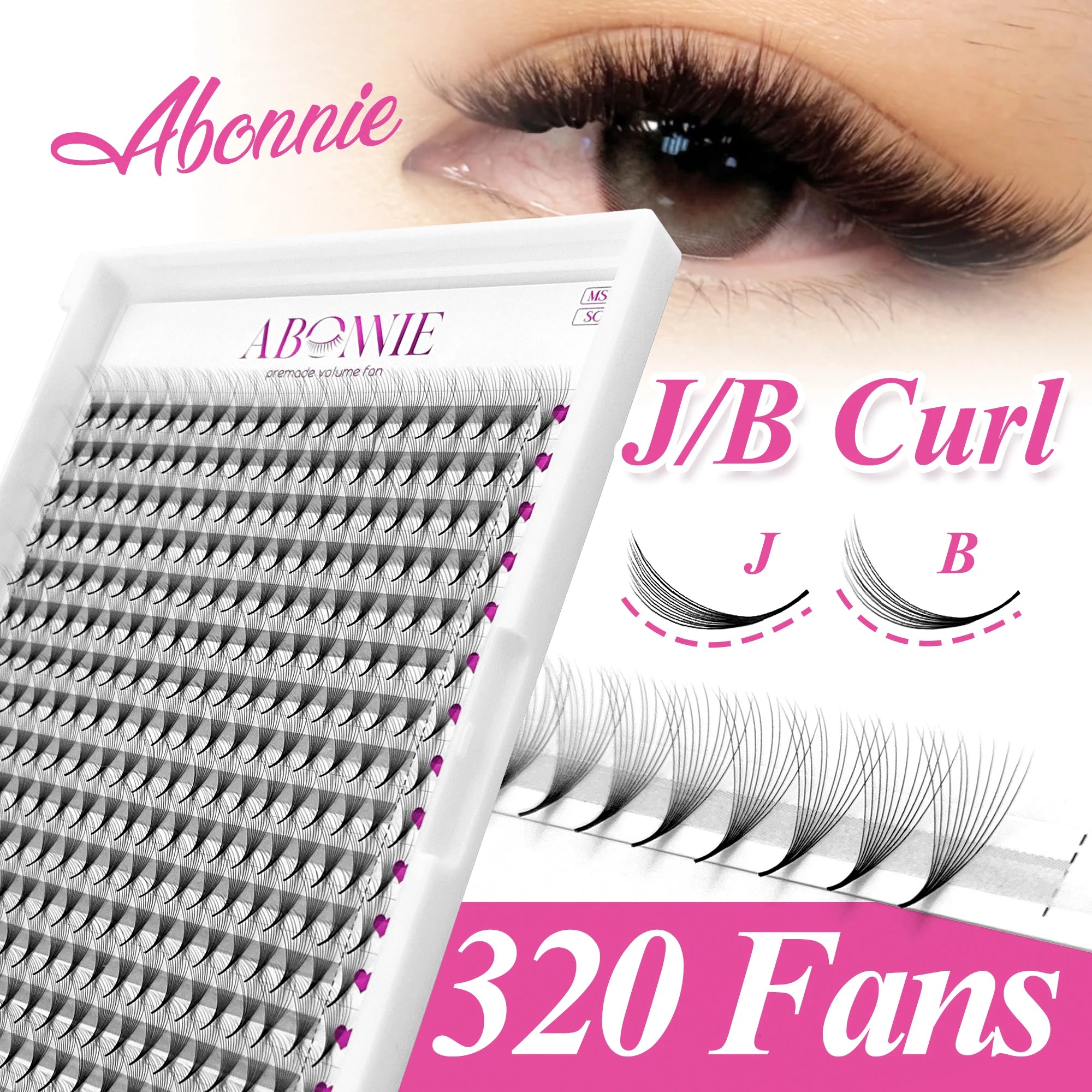 Abonnie J B Curl Mink Pre-made Eyelash Extension Long Stem Promade Fans Pointy Base Pre Made Lash Fans Wispy Premade Volume Fans