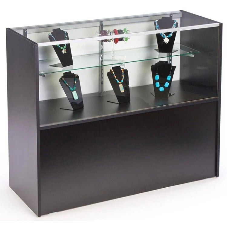 Hot Selling Full Vision Glass Showcase Display Case Wooden Counter LED Lit Eco-Friendly for Smoke Shops Jewelry Retail Stores