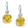Fashion Luxury Children's Sterling Silver Rhodium 18K Gold Plated Classic Geometric All-match Micro Canary Zircon Drop Earrings