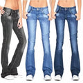 Skinny Flared Jeans Women's Fashion Pants Bootcut Bell Bottoms Stretch Trousers Low Rise Solid Color Skinny Stretch Flared Pants