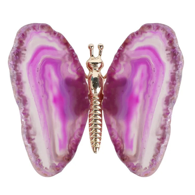 Natural Crystal Hand Carved Agate Slice Butterfly for Gifts