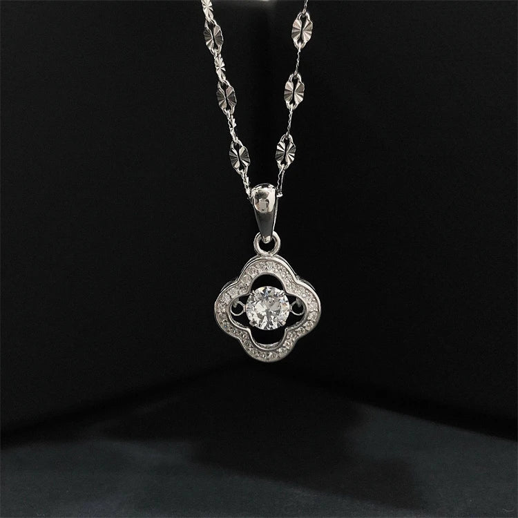 Simple 925 Silver Link Chain Necklace with Lucky Four Leaf Clover Pendant Trendy Jewelry for Women Girls Parties Weddings Gifts