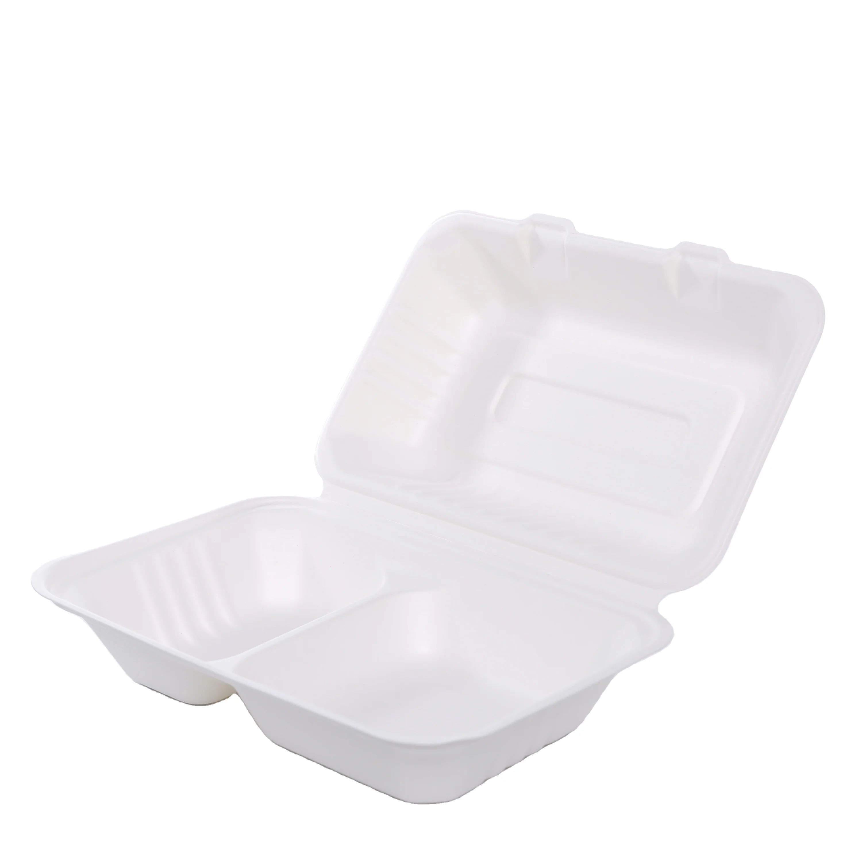 BioKing Morden Style Disposable and Compostable Clamshell Biodegradable Bagasse Food Container