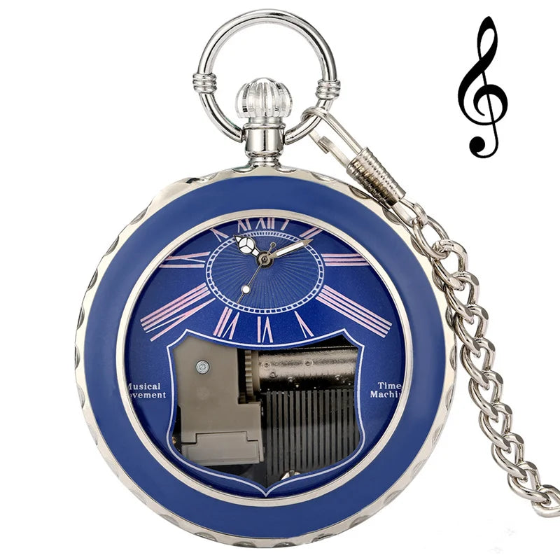 Promotional Retro Pocket Watches Hand Wind Swan Lake Music Pocket Watch