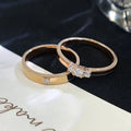 Ruyi 14K/18K Platinum Solid Gold Classic Plain Lovers Wedding Band Diamond Promise Ring for Couple Anniversary Engagement Gifts