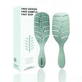 Custom Logo Detangling Hair Brush with Natural Wheat Handle Curly Hair Brush Hair Massage Styling Comb for Dry and Wet Hair