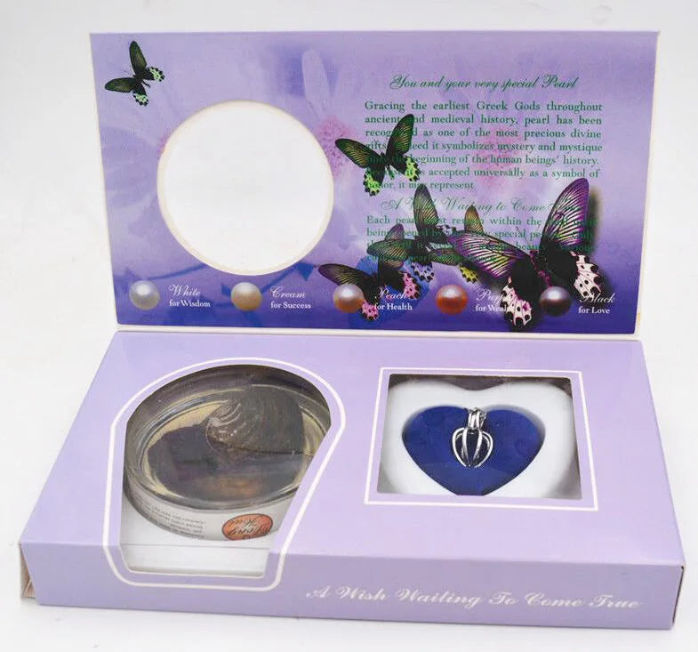 Creative Promotional Items ROSE love Wish Pearl Necklace Pendant Locket Freshwater Natural Pearl in Oyster Kit Gift Set