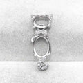 Sterling Silver 5*7+7*9mm Semi Mount Pendant Empty Frame Blank Support Setting S925 Base Hold Without Center Stone for DIY Inlay