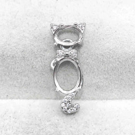 Sterling Silver 5*7+7*9mm Semi Mount Pendant Empty Frame Blank Support Setting S925 Base Hold Without Center Stone for DIY Inlay