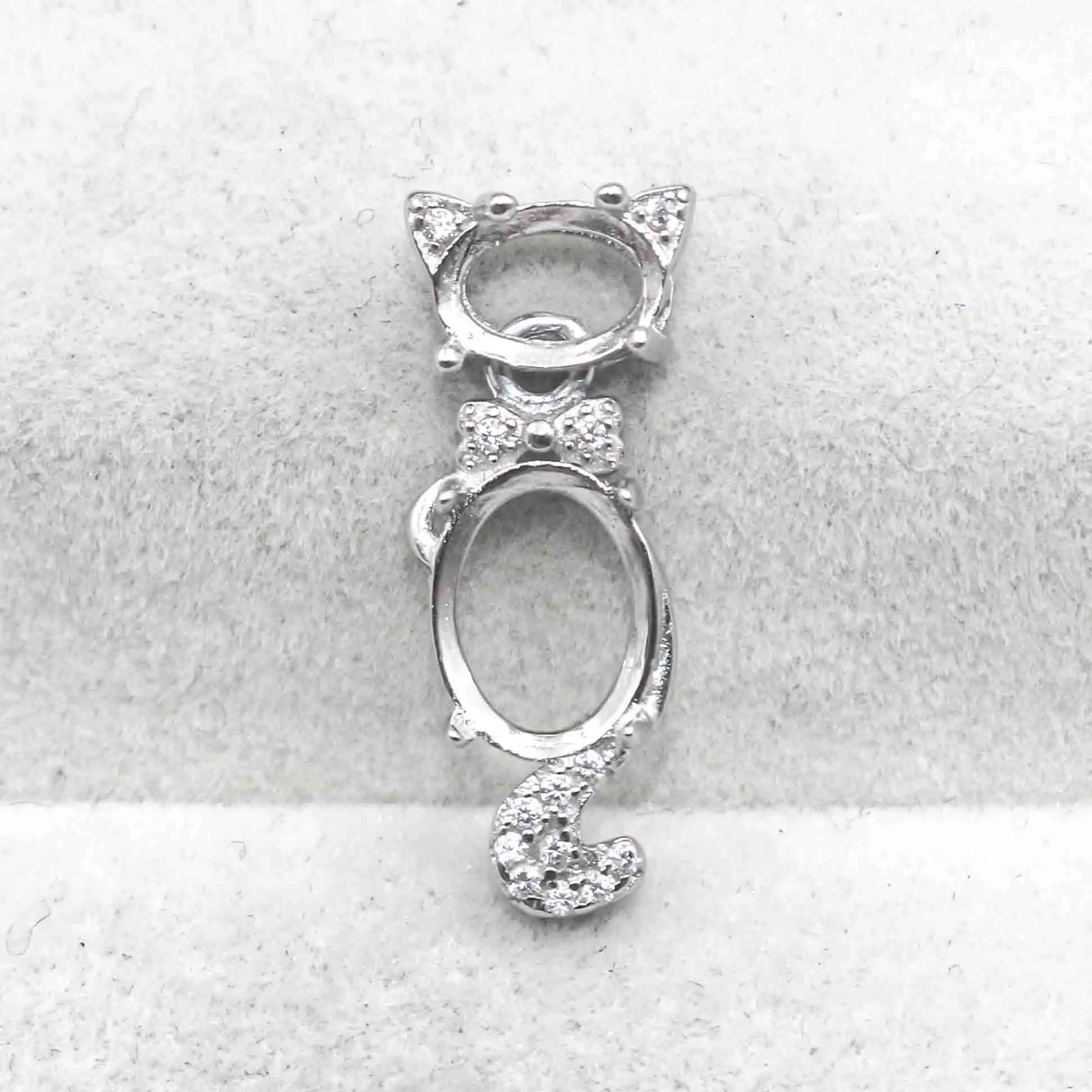 Sterling Silver 5*7+7*9mm Semi Mount Pendant Empty Frame Blank Support Setting S925 Base Hold Without Center Stone for DIY Inlay