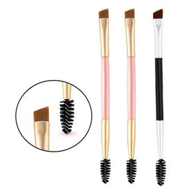 Wholesale 2-in-1 Dual-Sided Eyebrow Brush Private Label Logo Pink Black Single Makeup Brush with Dual Brow Design