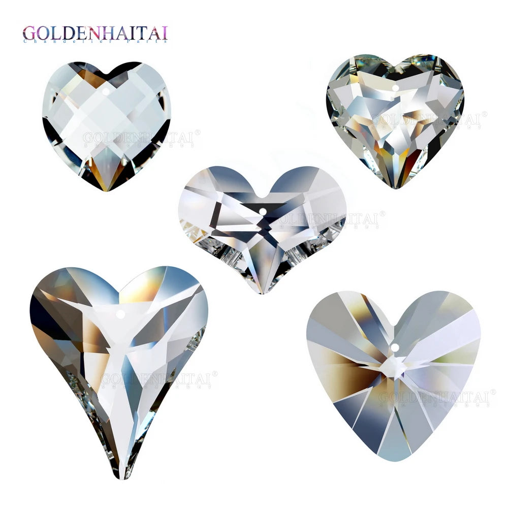 Crystal Heart Suncatcher  Clear Hanging Crystal Prism Pendant GOLDENHAITAI
