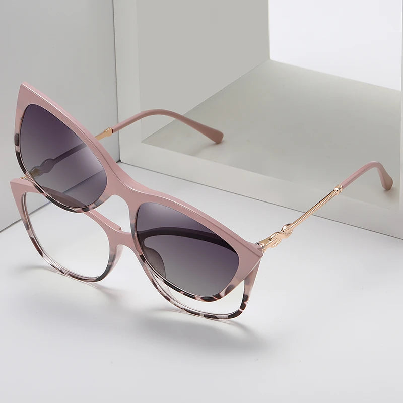 Women's Anti-Blue Dual-Use Polarizer Sunglasses UV400 Fashion Two-Color Clip Spring Summer Wholesale Magnetic Mirror Set Model