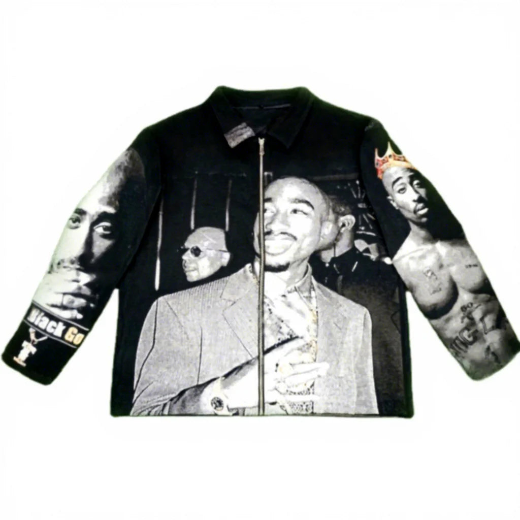 Custom Spring Winter Street Hip Hop Zipper Jacket Hand-sewn Woven Tapestry Zip up Jackets for Men
