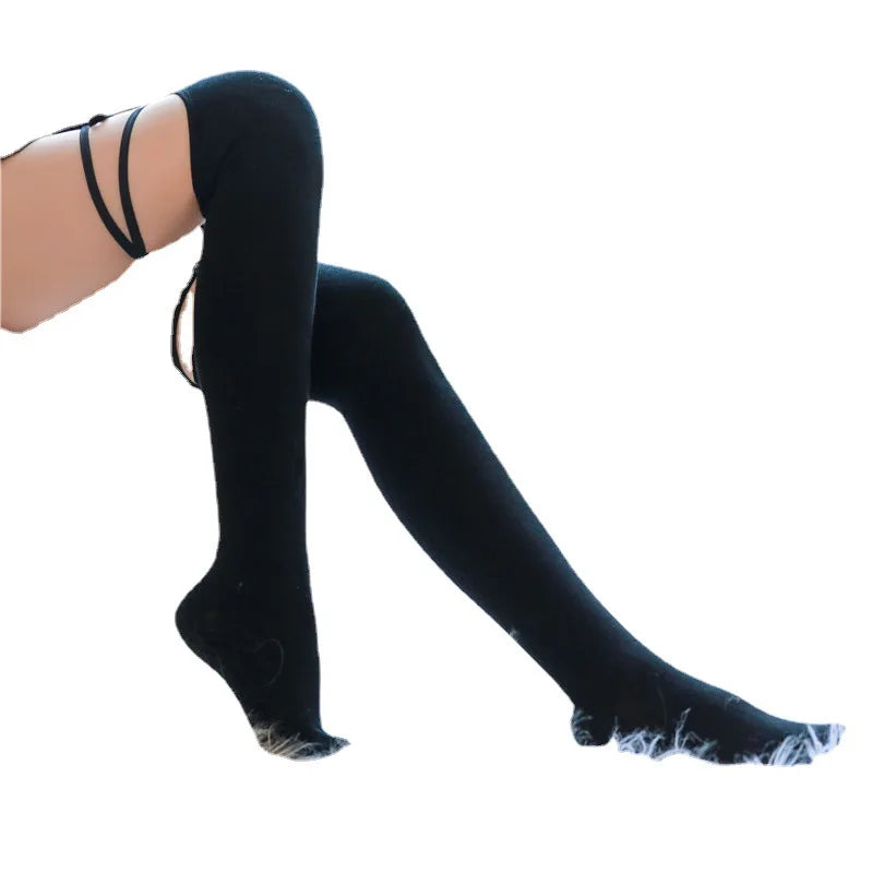 Women's Solid Custom Design Over Knee Knitted Spandex/Polyester Stockings Breathable Anti-Bacterial