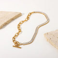 Ot Buckle Chain Necklace 18k Gold Plated Stainless Steel Zircon Diamond Chain Necklace Jewelry