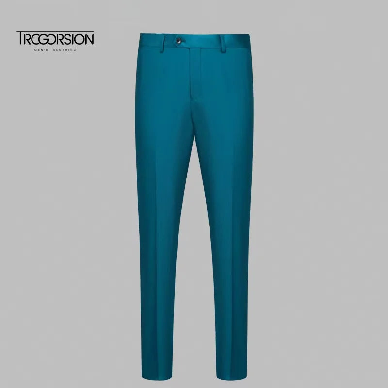 Men's New Pleated Waist Logo Garment Dyed Chino Pants-Breathable Green Summer Slim Tapered Plus Size Design