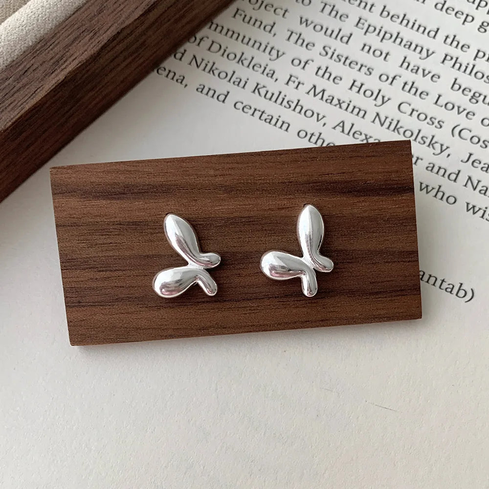 VIANRLA  925 Sterling Silver Jewelry Chunky  Silver Butterfly  Ear Studs Jewelry Fashion Style  Dropping Ship for Women