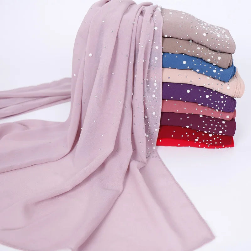 YW098 Wholesale High Quality Elasticity Solid Color Foulard Women Muslim Hijab Jersey Chiffon Scarf 24+color