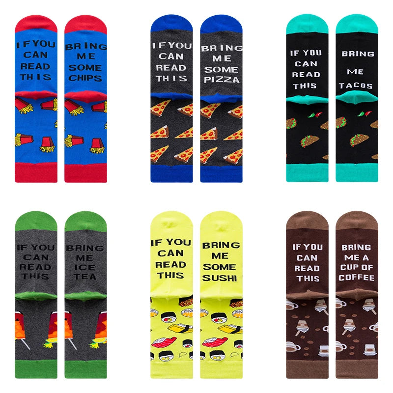 Custom Men Socks Food Pizza Chips Japanese Food Sushi  Colorful Socks Design Customized Men Socks