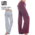 2025 Women's Loose Fit High Elastic Waist Gym Running Pants Button Pockets New Style Fitness Trousers for Summer Long Sweatpants