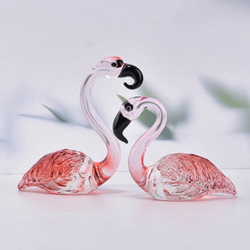Luxury Flamingo Sculpture Unique Design Lifelike Eco-Friendly Etched Crystal Glass Wedding Favor Modern Carved Figurine Animal