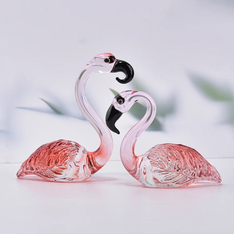 Luxury Flamingo Sculpture Unique Design Lifelike Eco-Friendly Etched Crystal Glass Wedding Favor Modern Carved Figurine Animal
