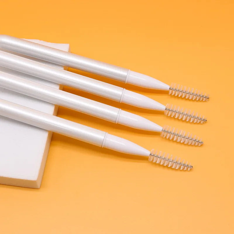 Free Sample White Nylon Eyebrow Brow Lash Spoolie Brush with Metal Handle Used with Eyebrow Pencil Makeup Cosmetic Spoolie Brush