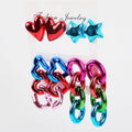 Special Colorful Metallic Passionate American Independence Day Carnival Love Star Chain 4 Pairs/Set Fashion Jewelry Stud Earring