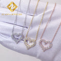 Drop Shipping Lowest Price Women Jewelry Luxury S925 VVS1 Heart Moissanite Diamond Pendant Necklace Set Ladies Gift