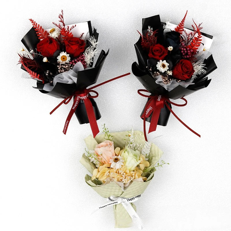 G102 Carton Box Pink 15*12cm Forever Flower Bouquet Small Bouquet Gift with Preserved Roses Dried flowers