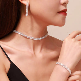 Evening Accessories Wedding Jewelry Water Drop Crystal Women Jewelry Sets Wholesale