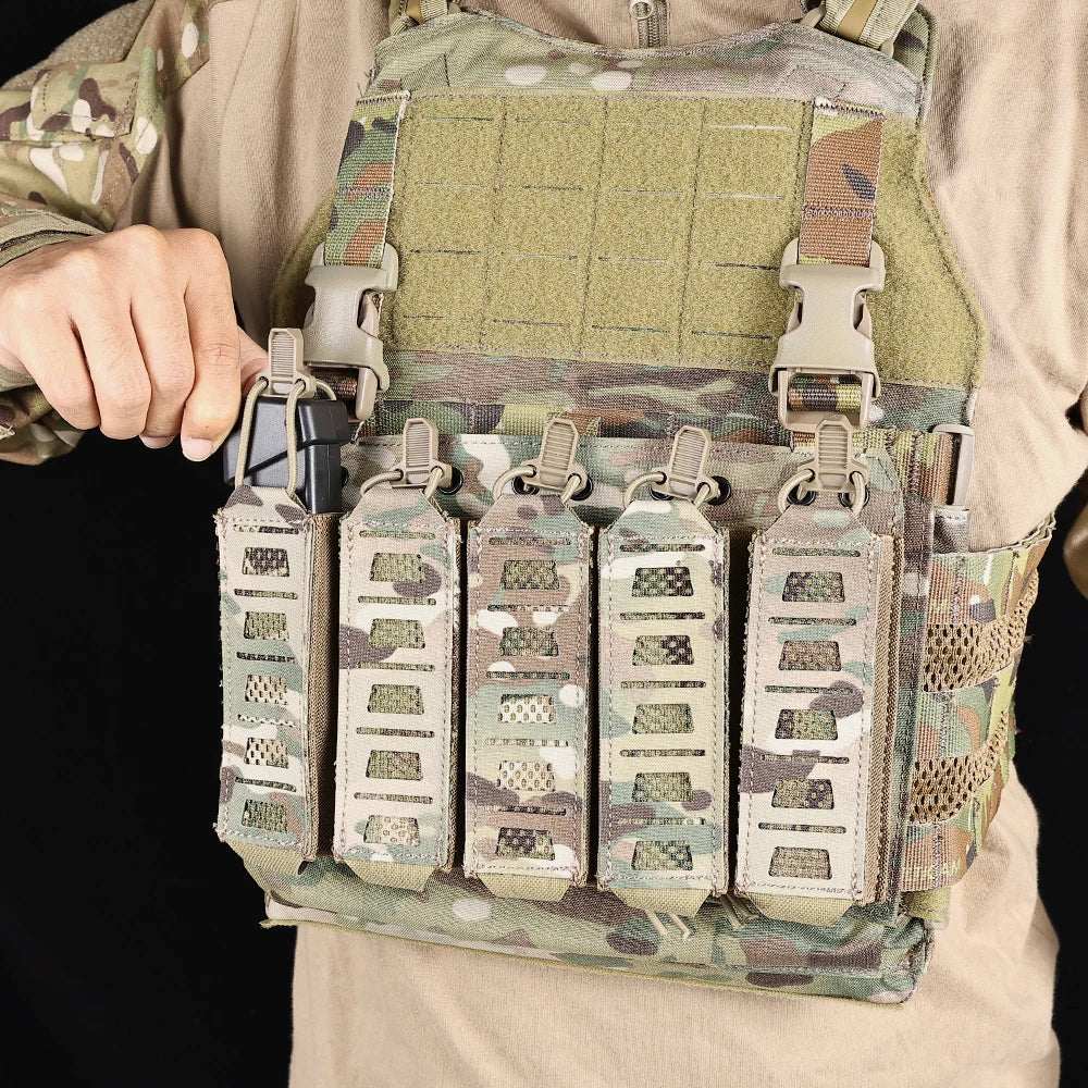 Molle System Fast Tactical Magazine Pouch Elastic Retention Straps for Hunting Vest Chest Rig Featuring Hook Loop Technology