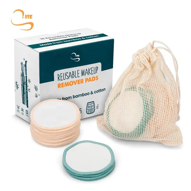 Popular Zero Waste 8cm Cosmetic Pads Organic Cotton Laundry Bag Set Girls Reusable Bamboo Cotton Rounds Make up Removers
